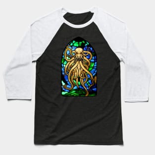 Stained Glass Cthulhu Baseball T-Shirt